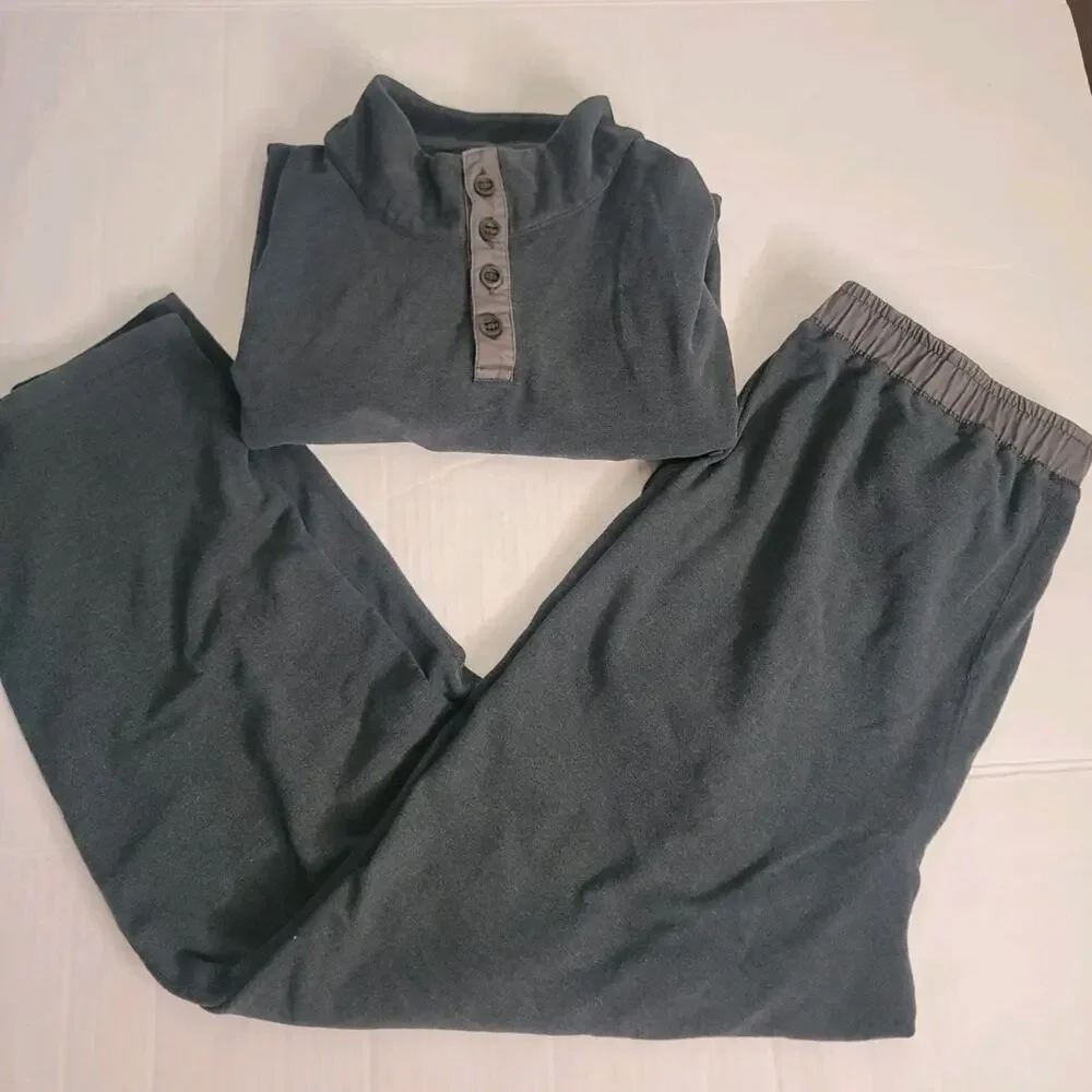 Carbon 2 Cobalt Fleece Matching Set Mens SZ Large Knit Thermal Gray